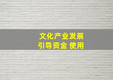 文化产业发展引导资金 使用